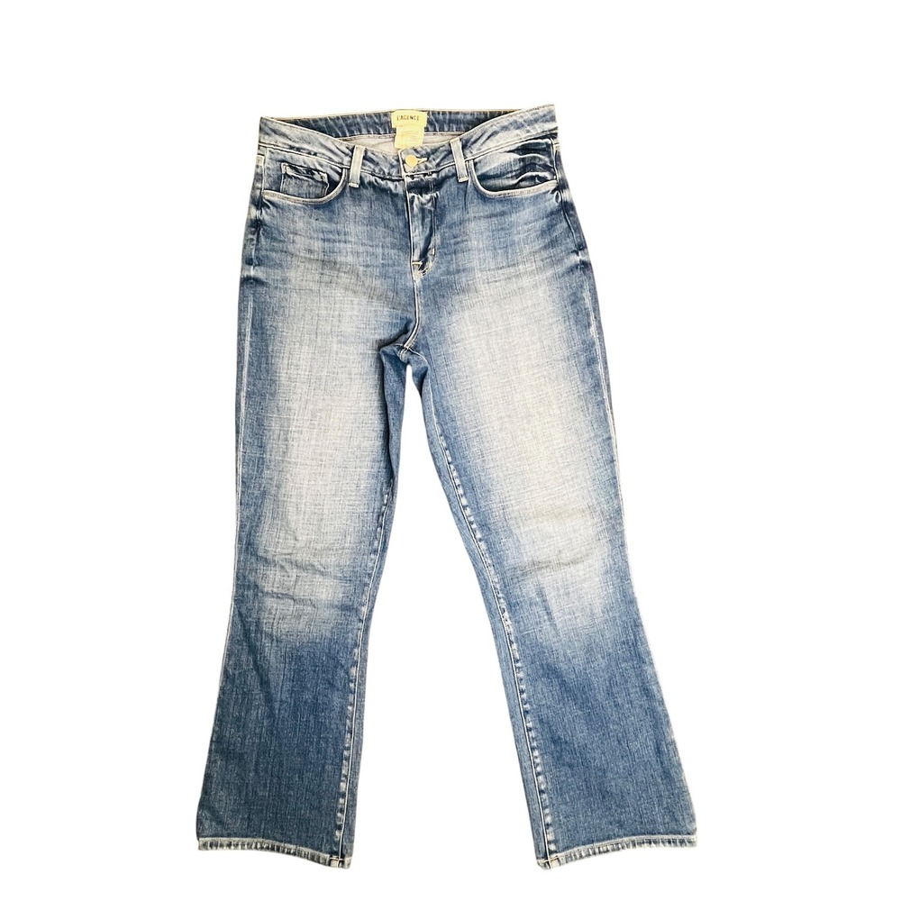 L'AGENCE Hayward Jeans Womens 29 Blue High Rise Cropped Flare Denim Made in USA